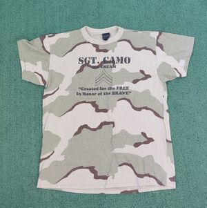 VINTAGE Sgt Camo Ice Cream 90's Military Camoflauge T Shirt Sz Large